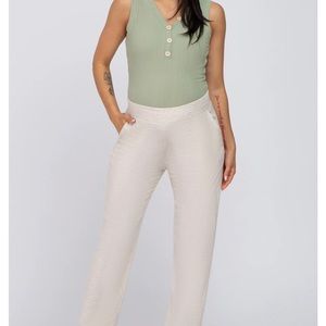 PinkBlush Linen Maternity Pants (Black and Beige) - Brand new!